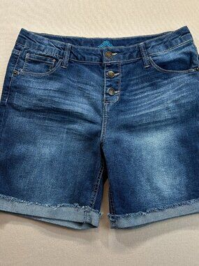 Thereabouts Jeans Girls Size 14 Blue Denim Shorts Cuff Raw Hem Stretch